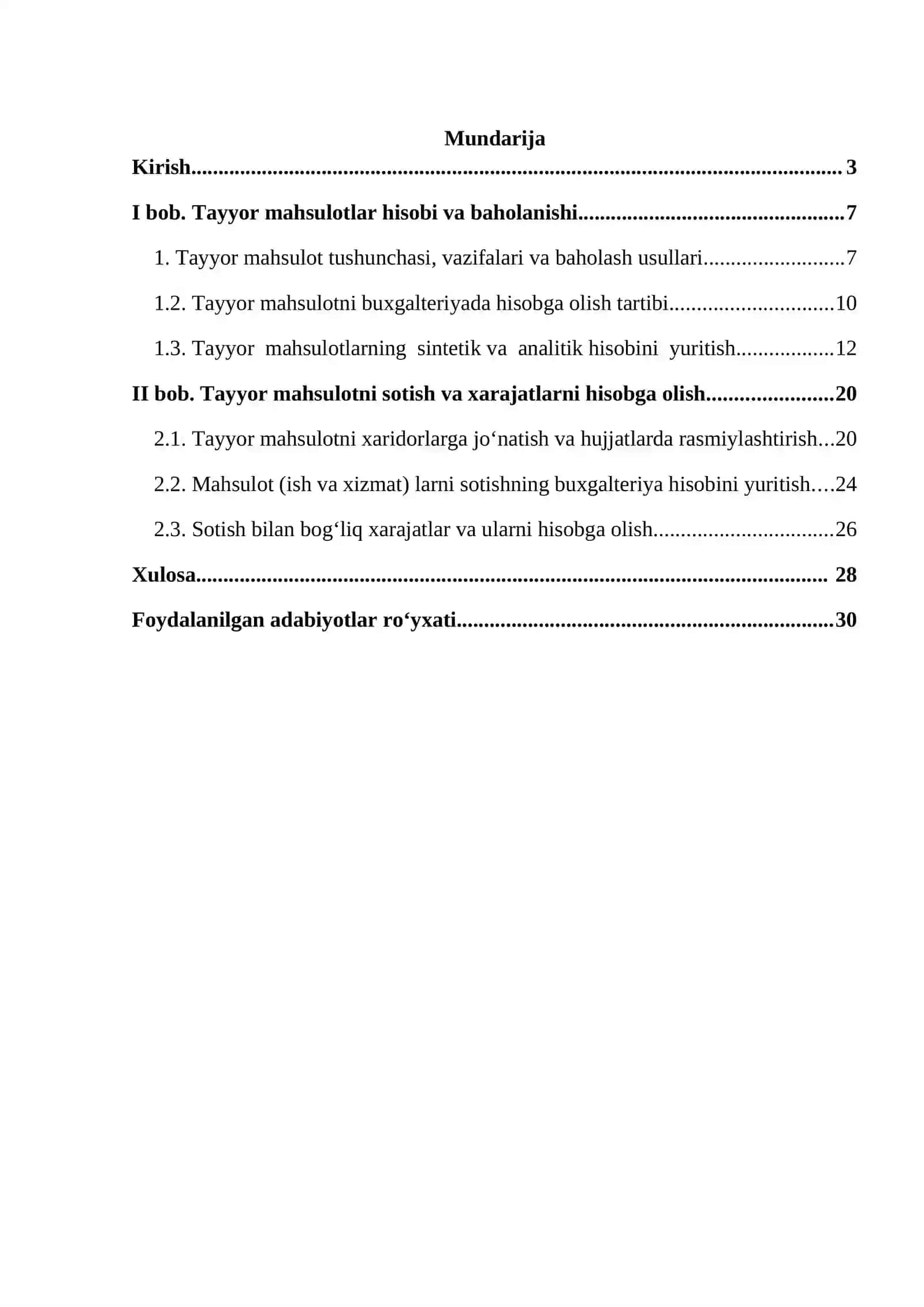 Tayyor mahsulot va uning sotilishini hisobga olish 2