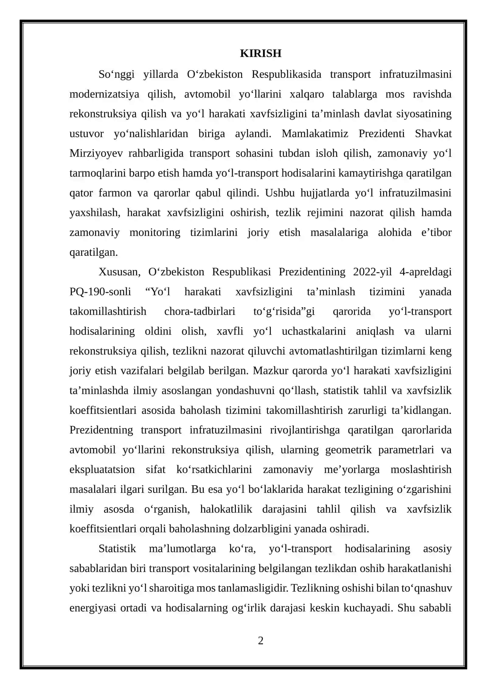 Harakatlanish Tezliklari va Xavfsizlik 2