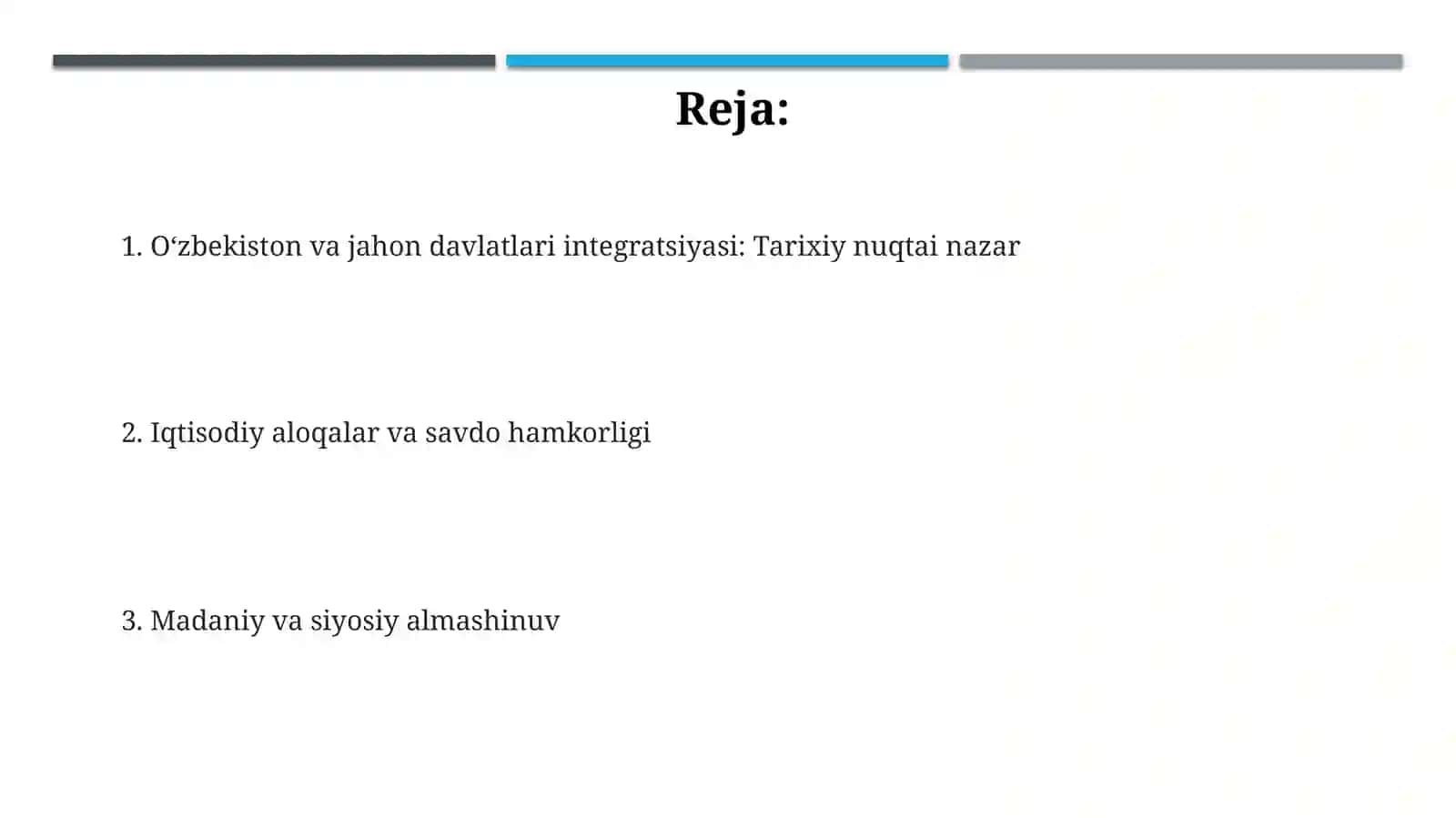 Oʻzbekiston va jahon davlatlari integratsiyasi: Tarixiy nuqtai nazar 2