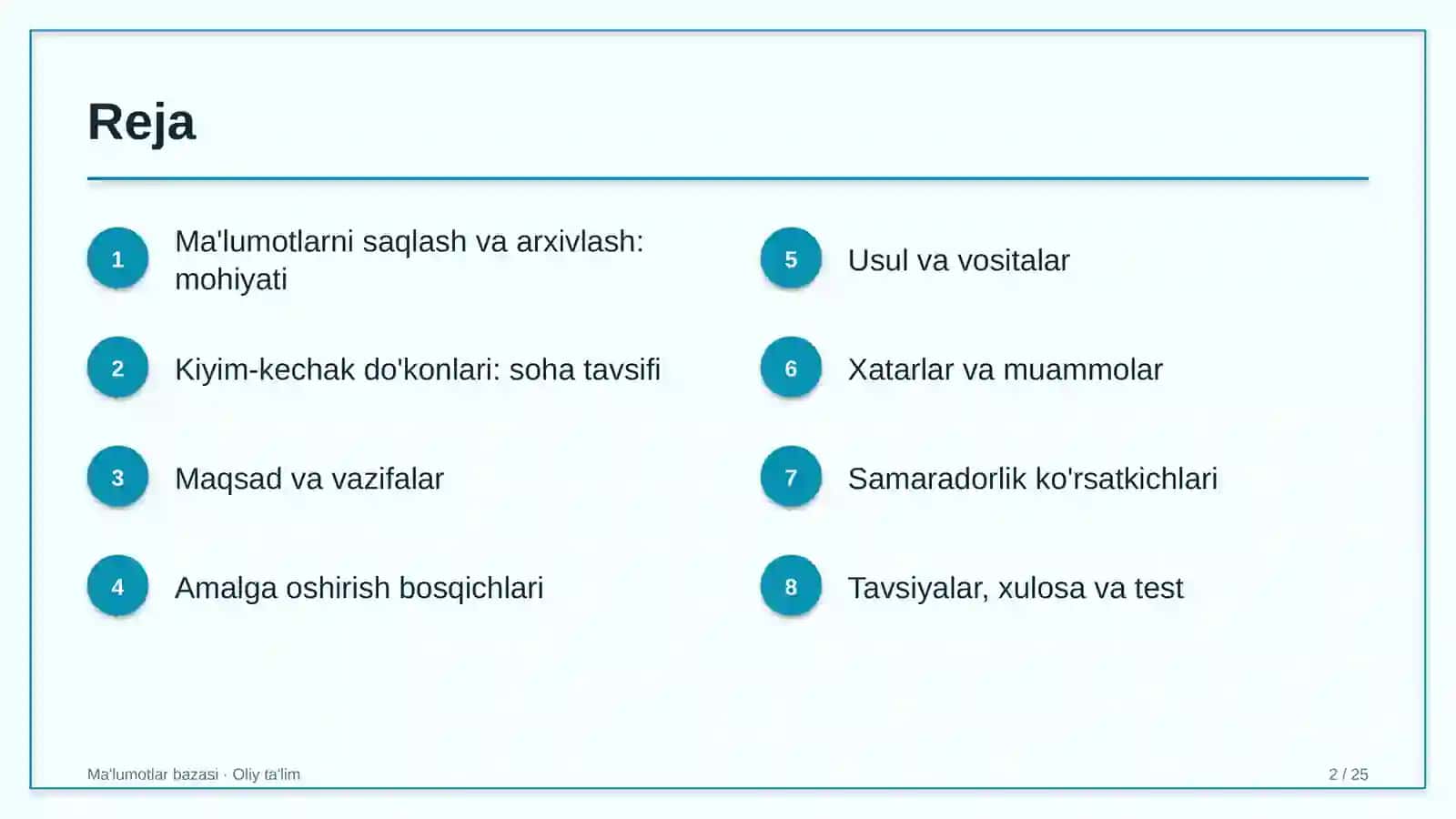 Kiyim-kechak do'konlarida ma'lumotlarni saqlash va arxivlash 2