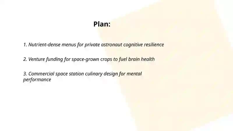 Nutrient-dense menus for private astronaut cognitive resilience 2