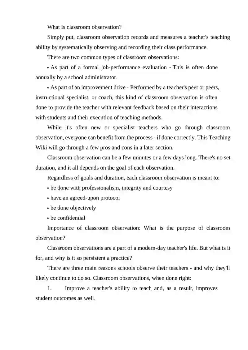 Classroom Observation Techniques 2