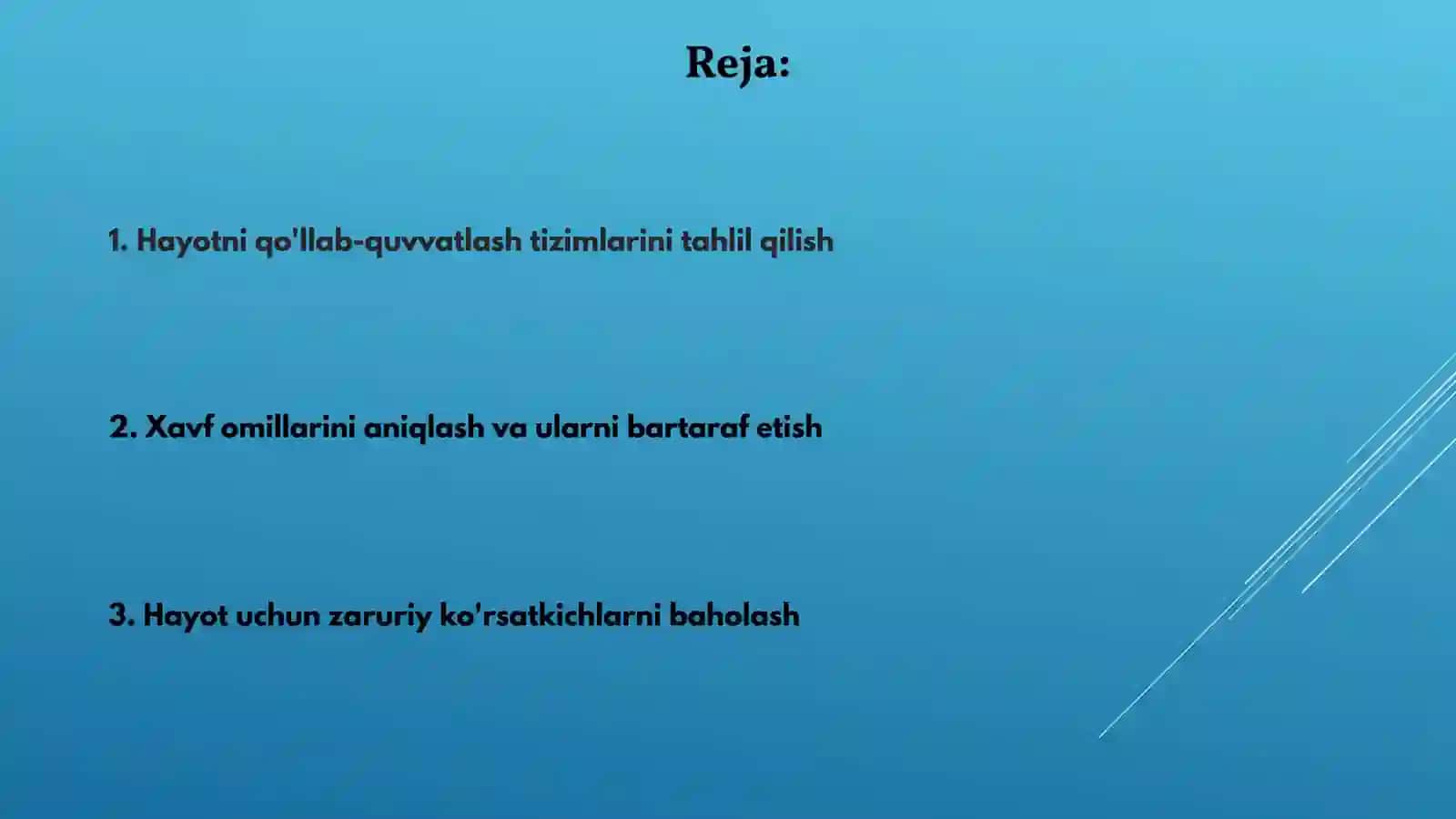 Hayot uchun zarur ko'rsatkichlarni baholash! 2