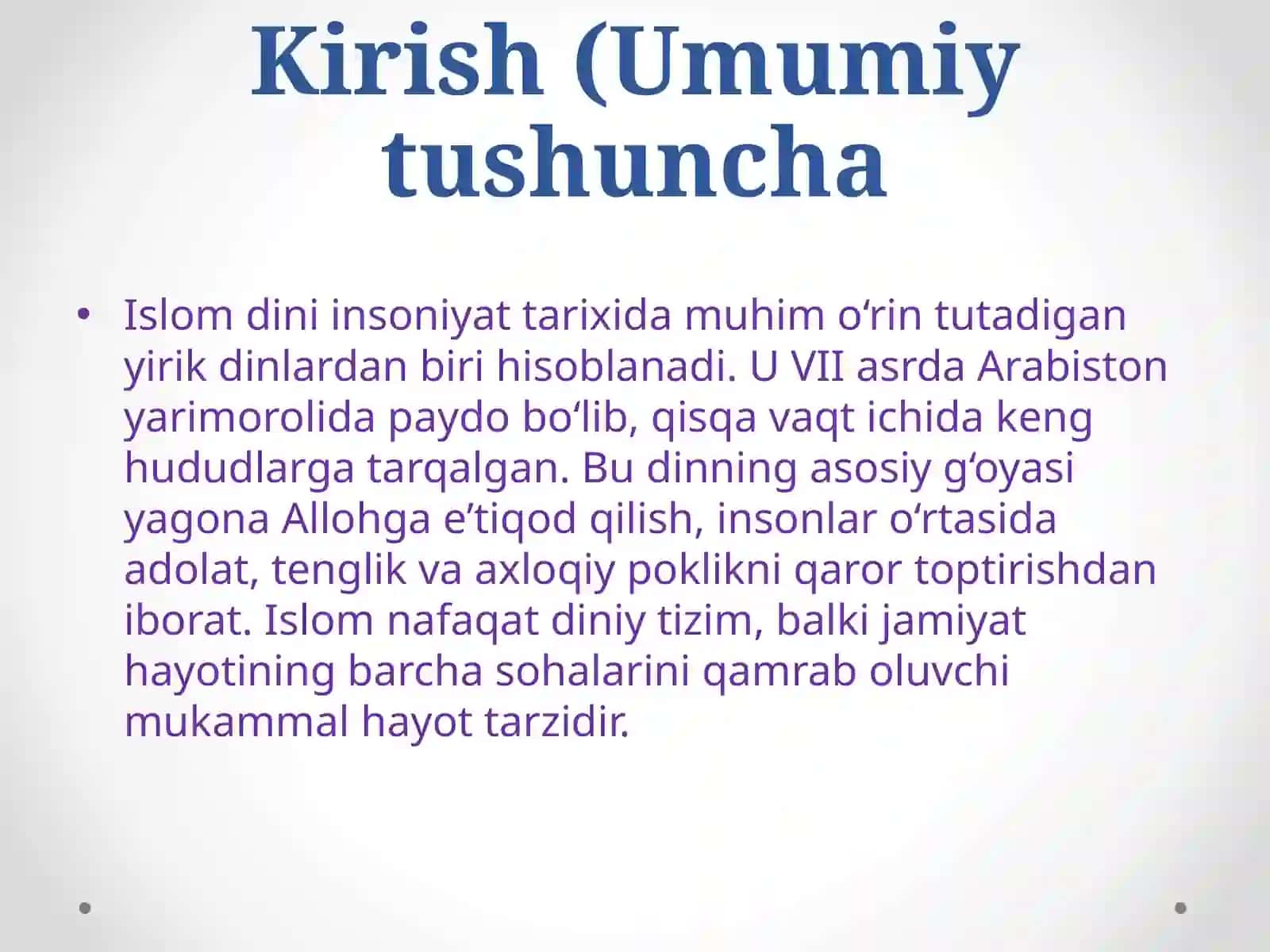 Islom dinining paydo bo’lishi va Muhammad payg’ambarning hayoti 2