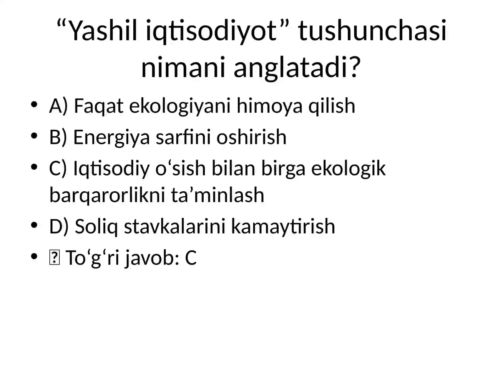 Yashil iqtisodiyot 2