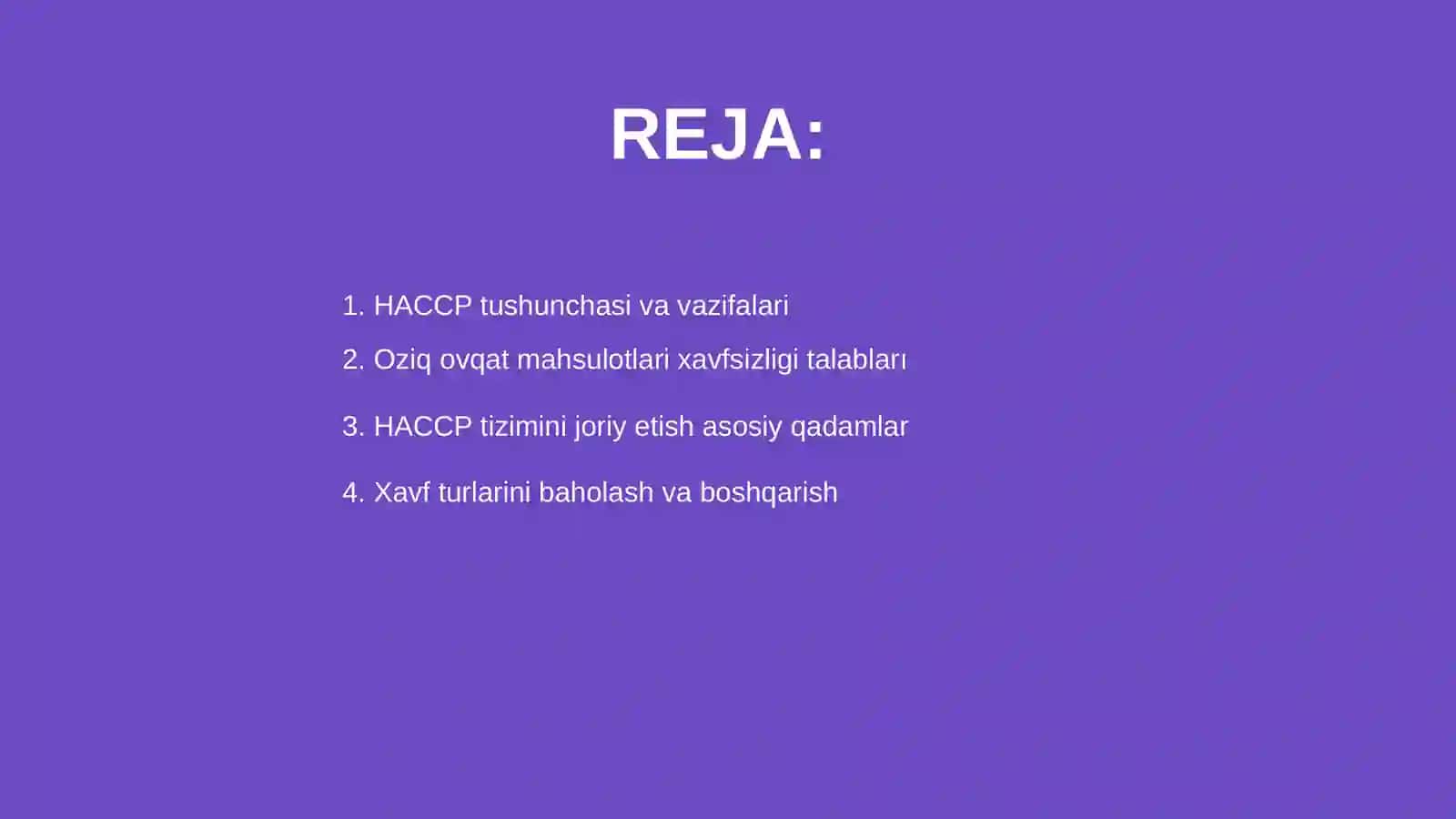 HACCP tizimini joriy qilish talablari 2