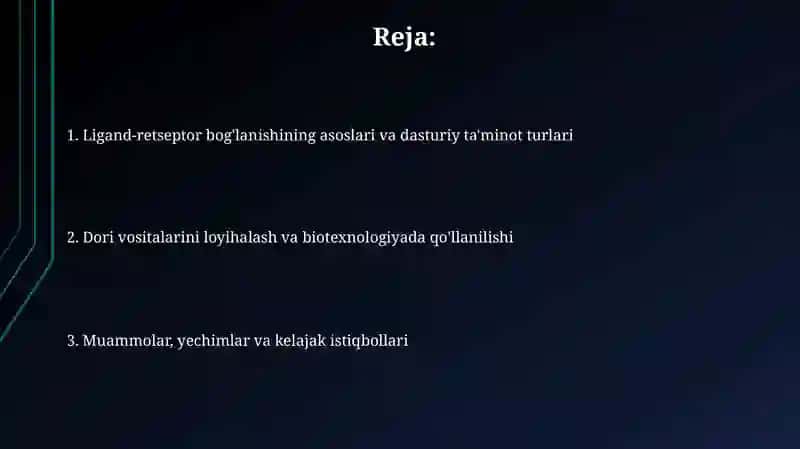 Ligand retseptor bog'lanishlar uchun dasturlar 2
