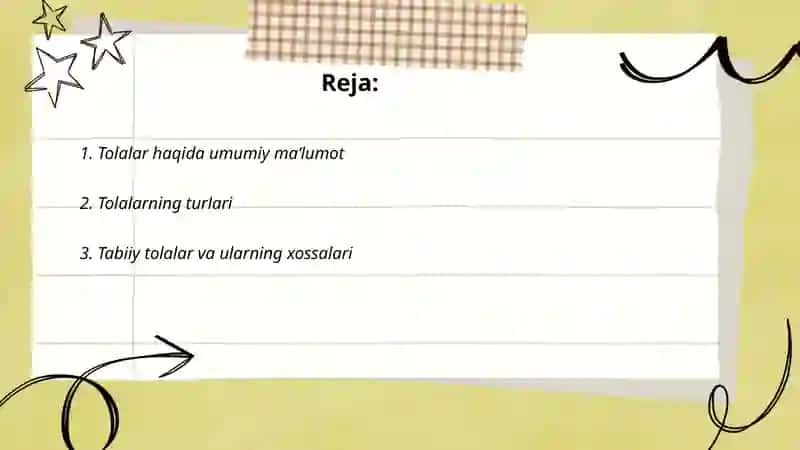 Tolalar va ularning xossalari 2
