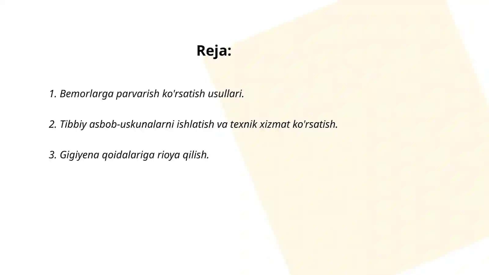 Bemorlarga parvarish ko'rsatish usullari 2