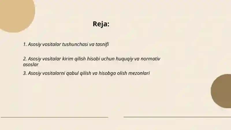 Asosiy vositalar kirim qilish hisobi 2