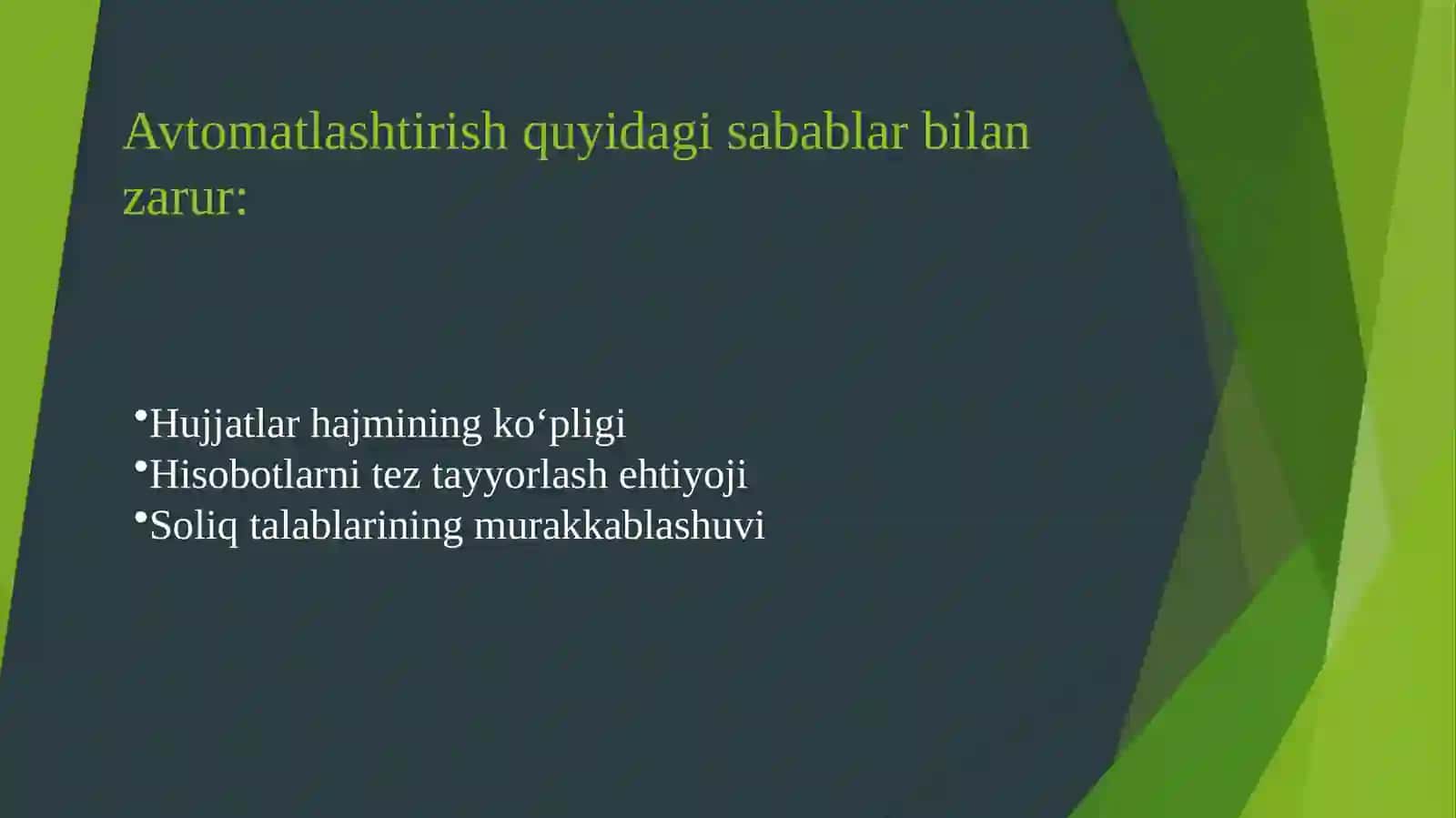 Avtomatlashtirishning zarurati 2
