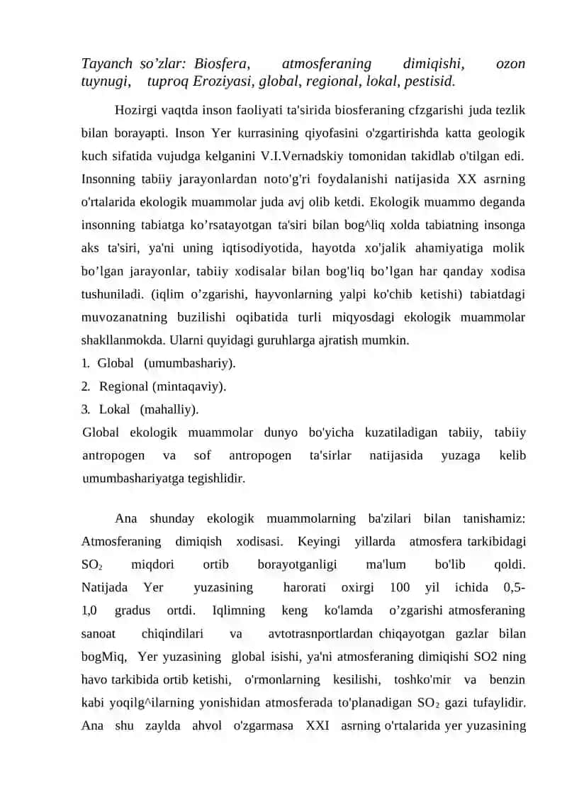 Hozirgi zamon ekologik muammolari 2
