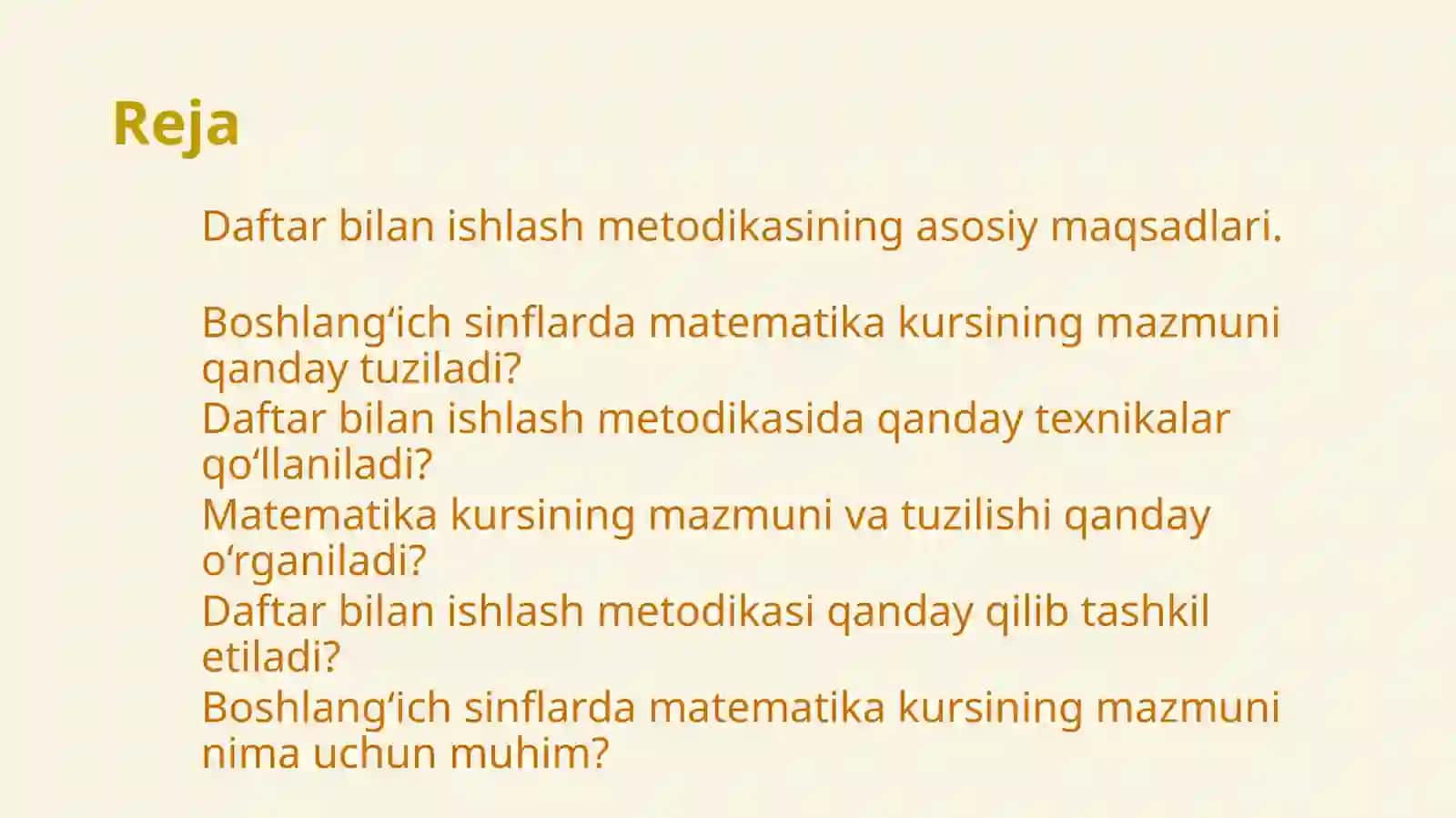 Boshlangich sinflarda matematika kursining mazmuni va tuzilishi 2