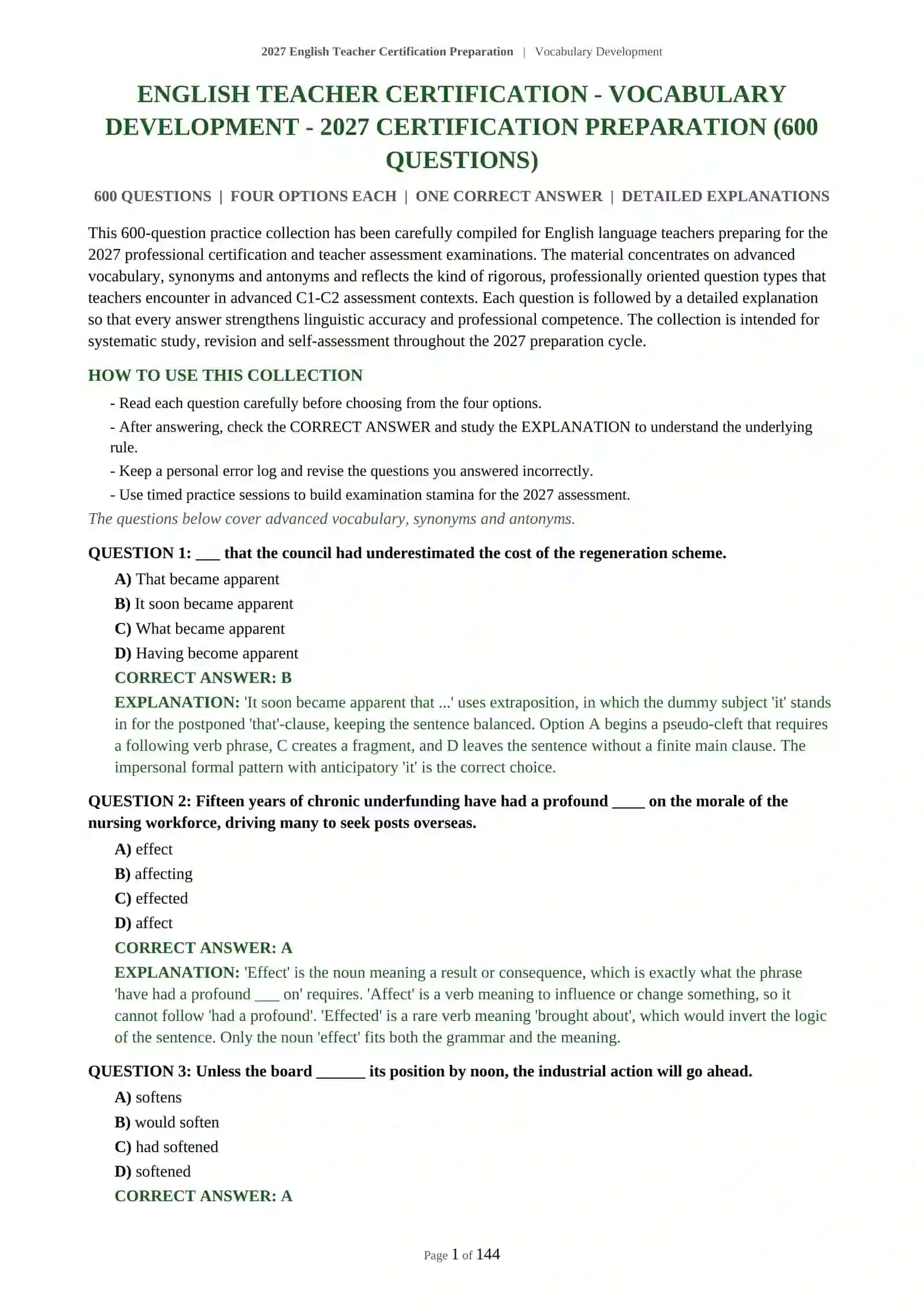2027 English Teacher Certification Preparation 2