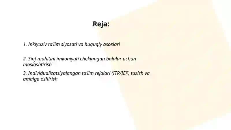 Inklyuziv ta’limning asoslari 2