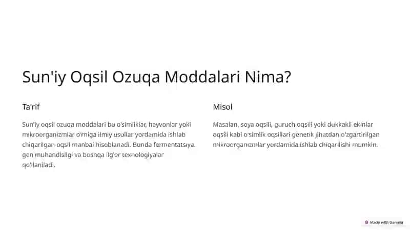 Sun'iy Oqsil Ozuqa Moddalari 2