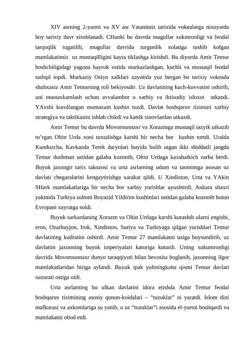AMIR TEMUR VA TEMURIYLAR DAVLATCHILIGI BOSHQARUV TIZIMI 2