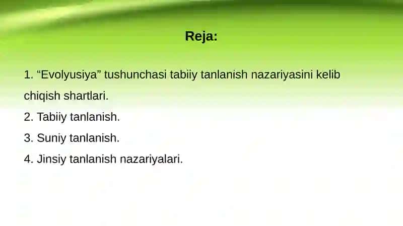 Tabiiy va jinsiy tanlanish nazariyalari 2