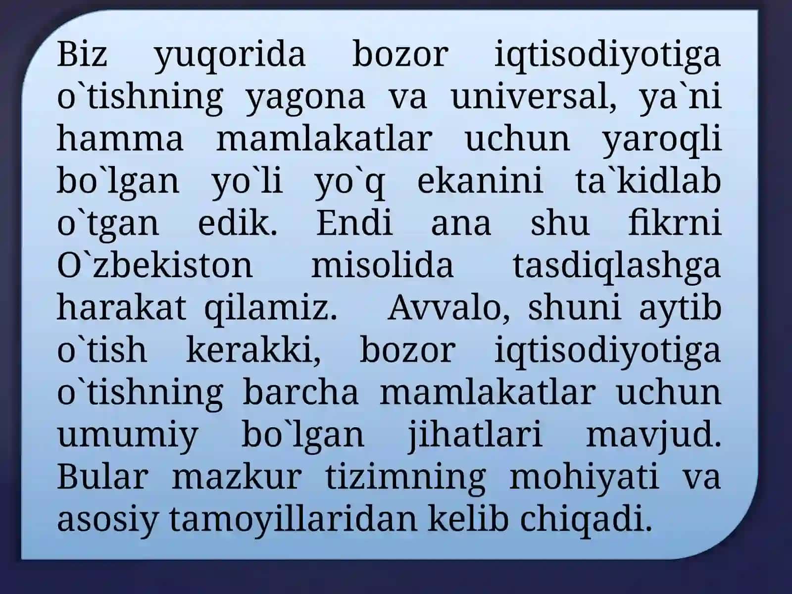 BOZOR IQTISODIYOTIGA O’TISHNING MODELLARI 2