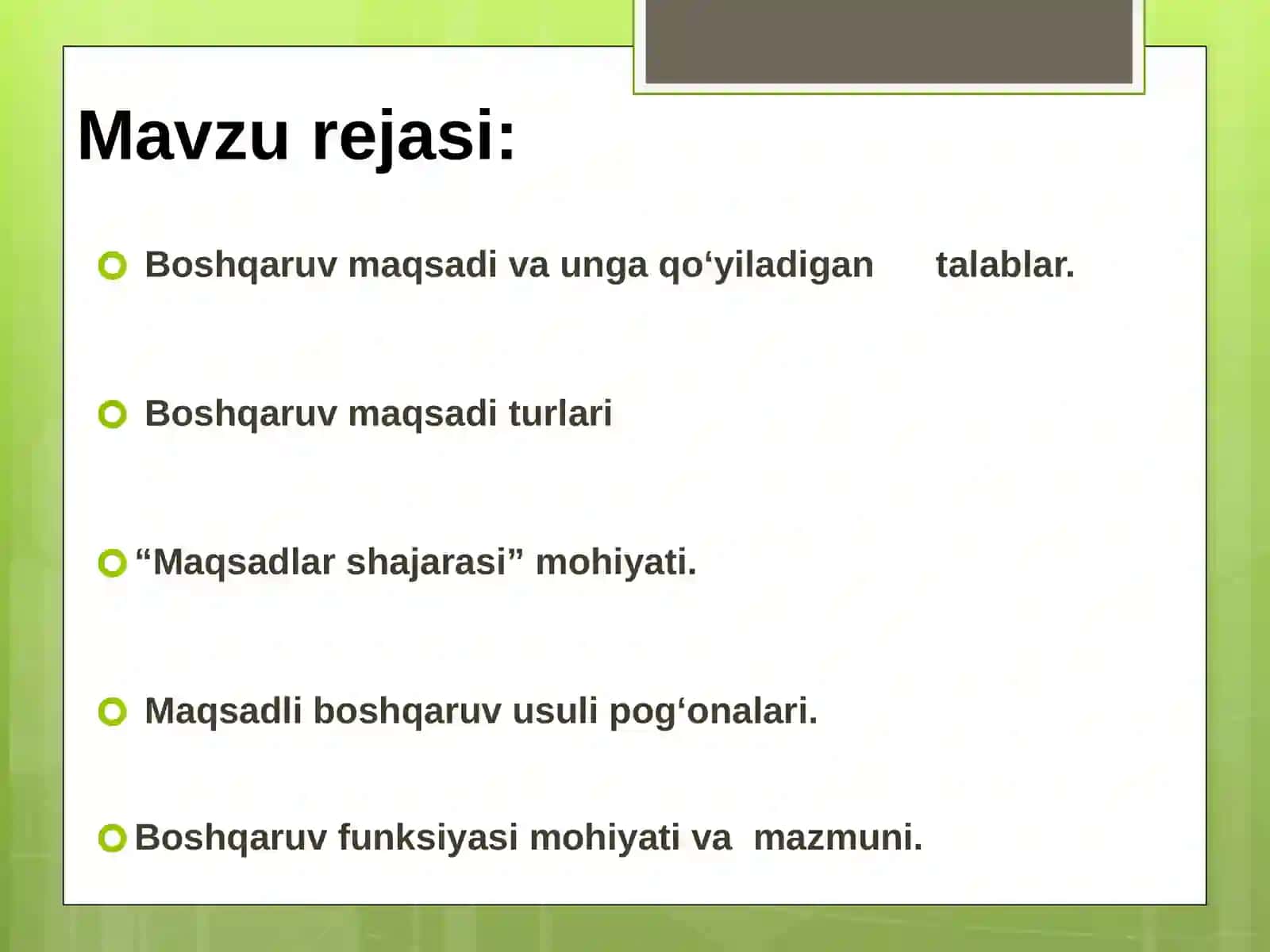 BOSHQARUVNING MAQSADI VA FUNKSIYALARI 2