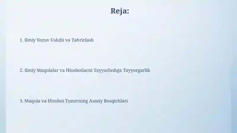 Ilmiy ishlar va hisobotlar tayyorlash 2