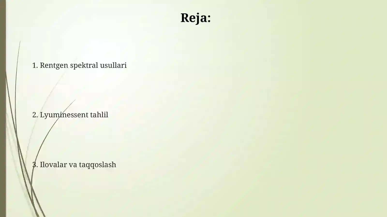 Rentgentspektral usullar. lyuminestsent tahlil 2
