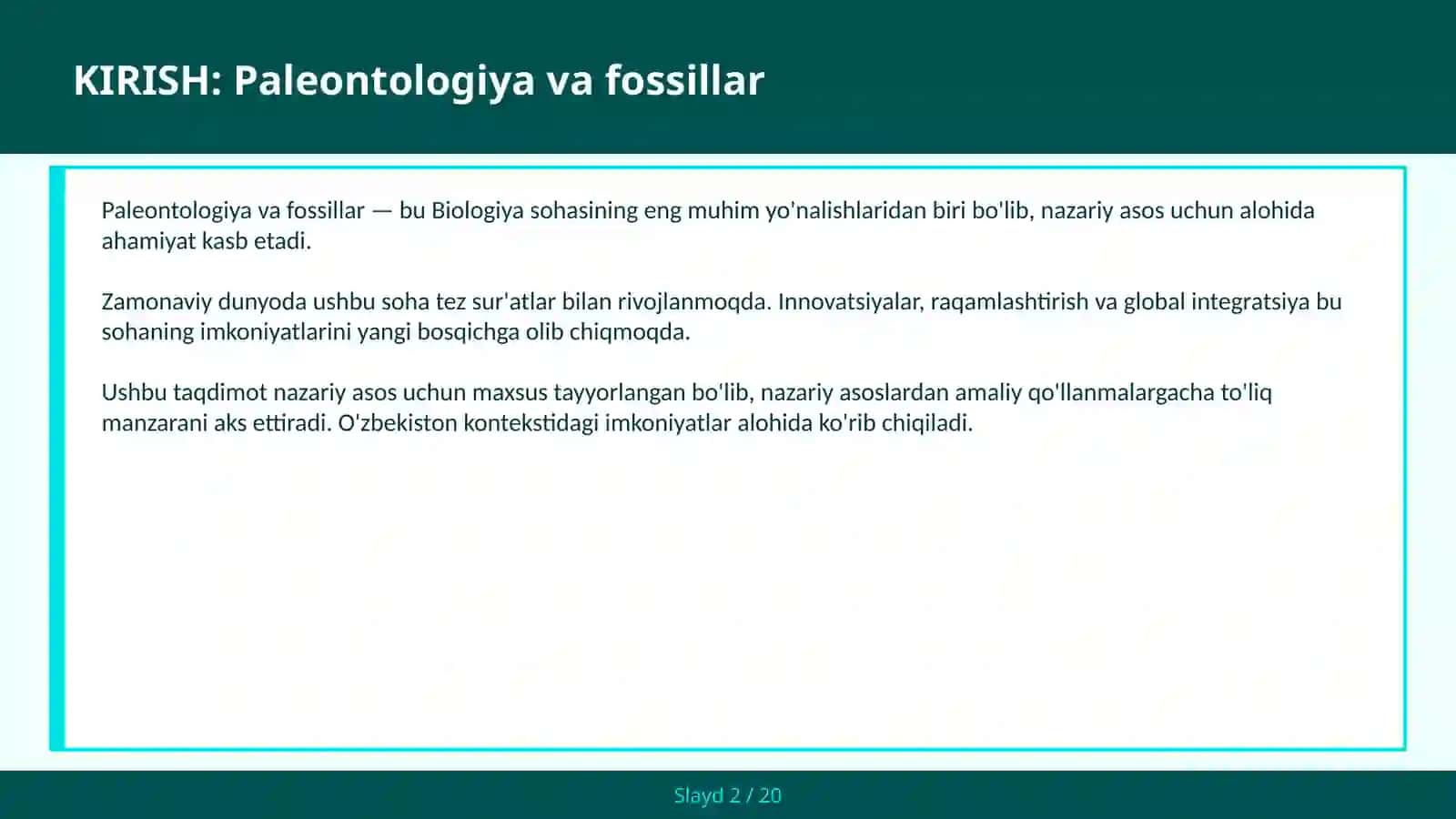 Paleontologiya va fossillar 2