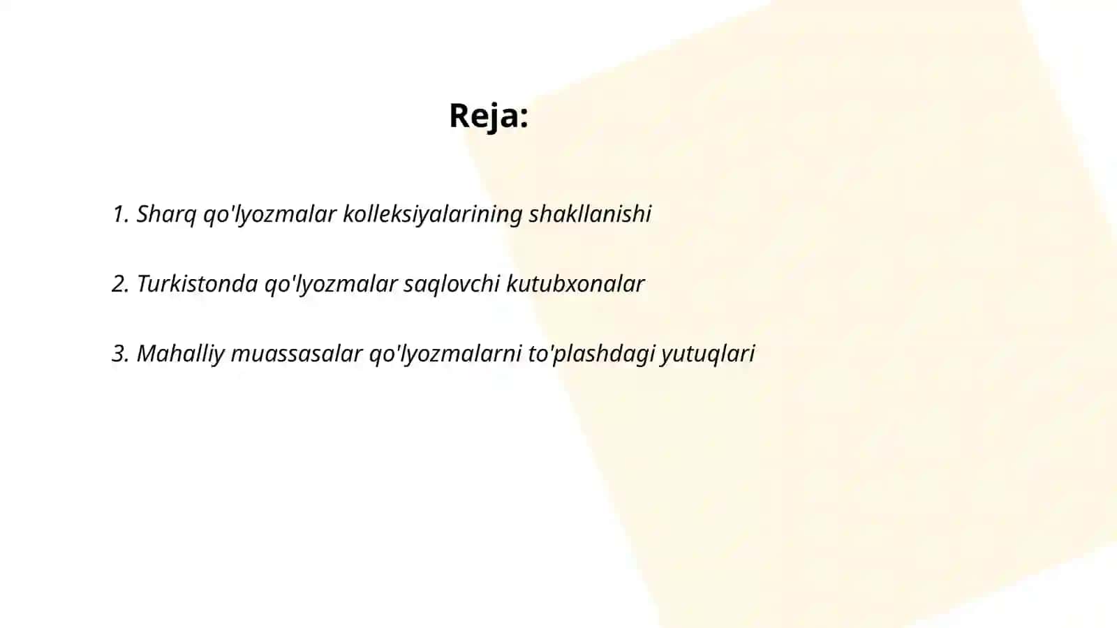 Sharq qo'lyozmalar kolleksiyalarining shakllanishi 2
