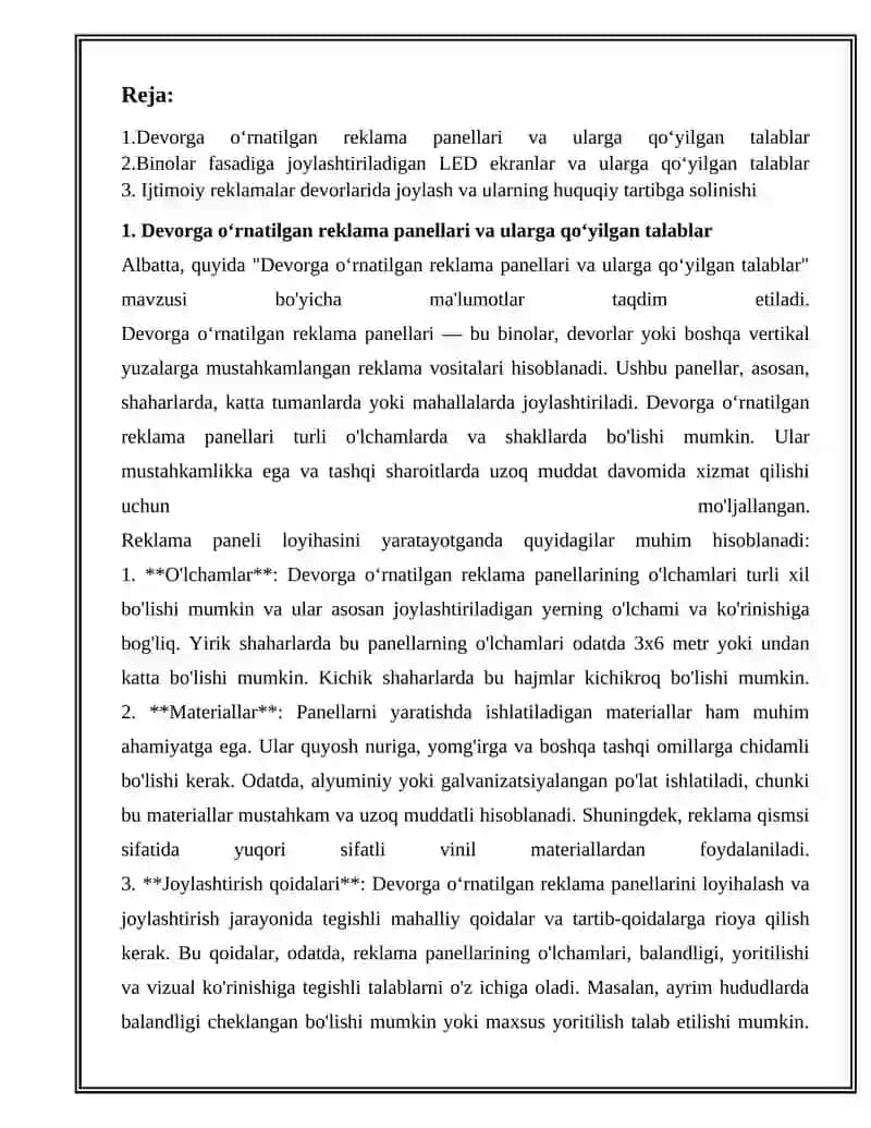 DEVOR TURLARI VA ULARGA QOʻYILGAN TALABLAR 2