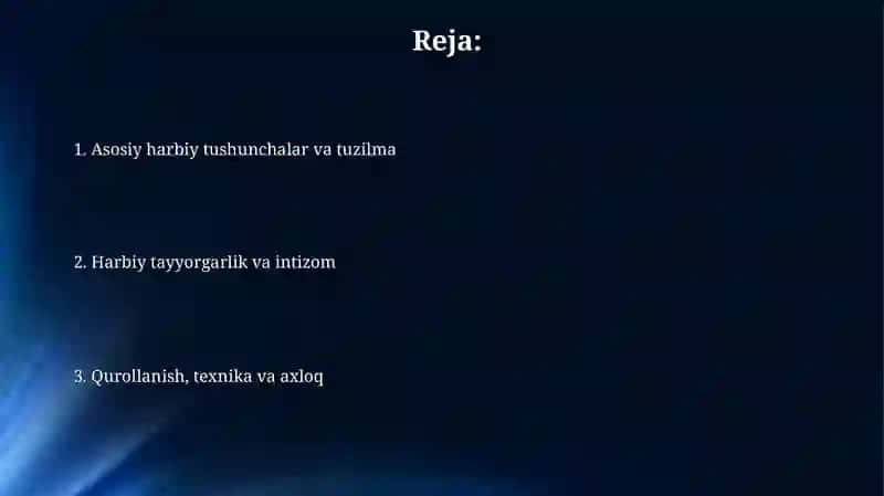 HARBIY XIZMAT ASOSLARI BO‘LIMI 2
