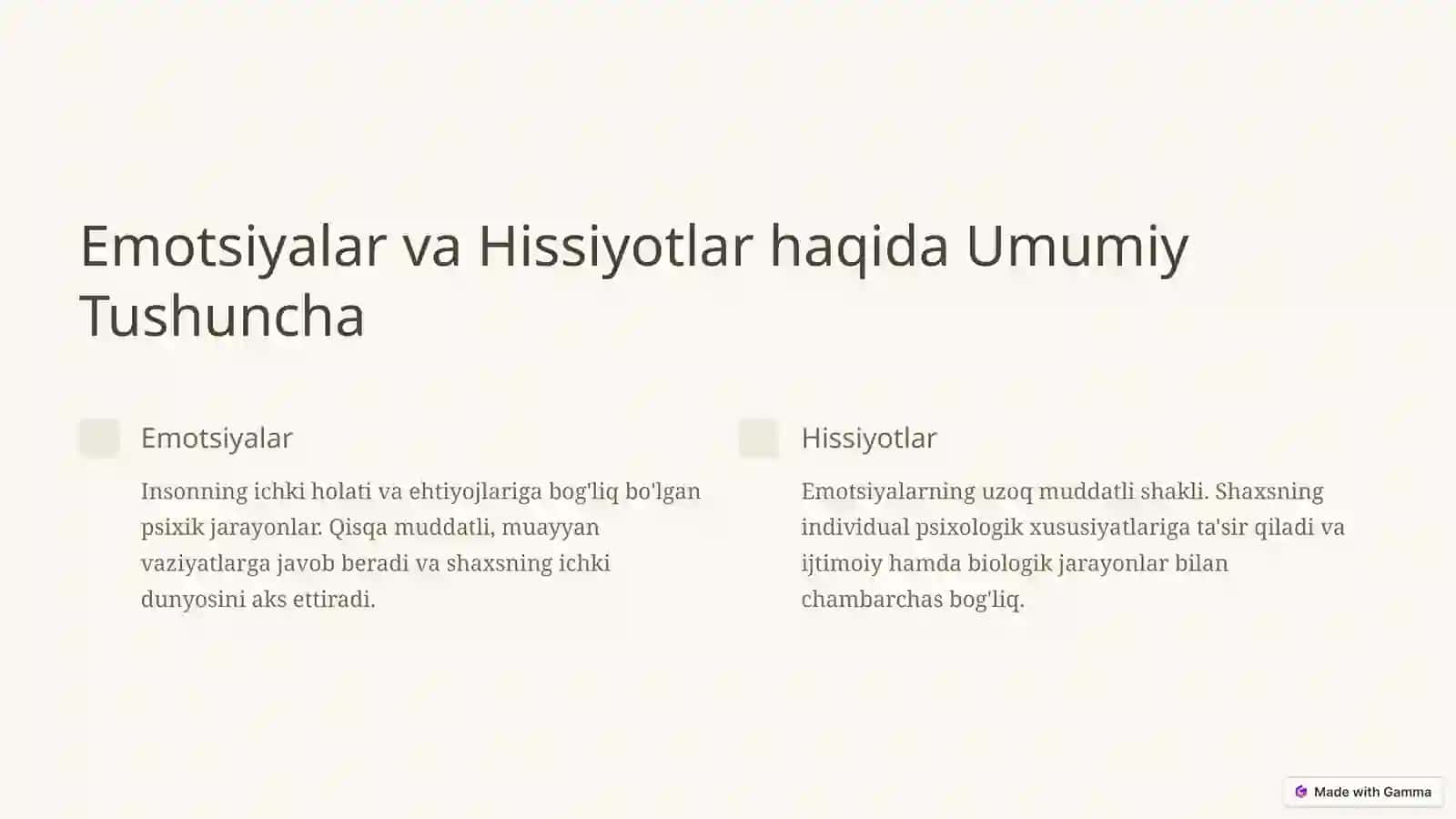 Emotsiya va hissiyot haqida tushuncha 2