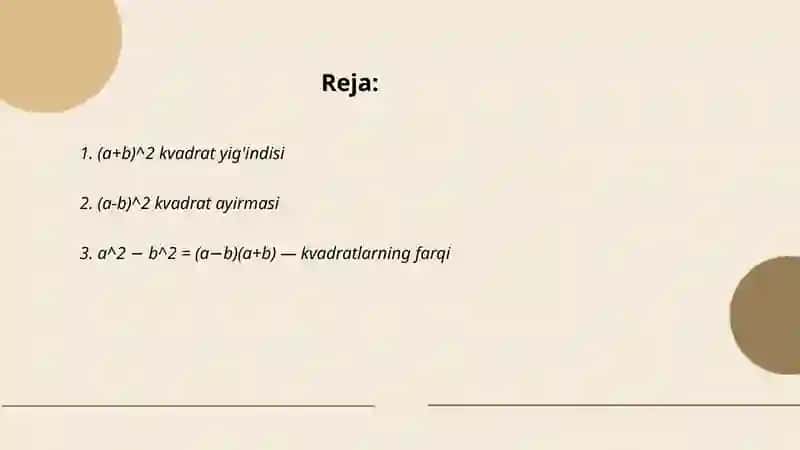 Qisqa ko‘paytirish formulalari 2
