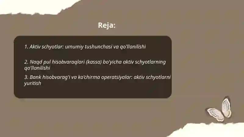 Aktiv schyotlarning qo'llanilishi 2