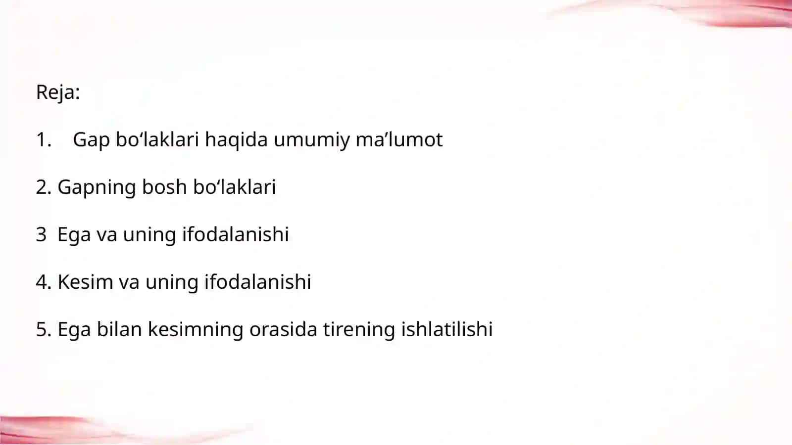 Gapning asosi, gapda soʻzlarning bogʻlanishi 2