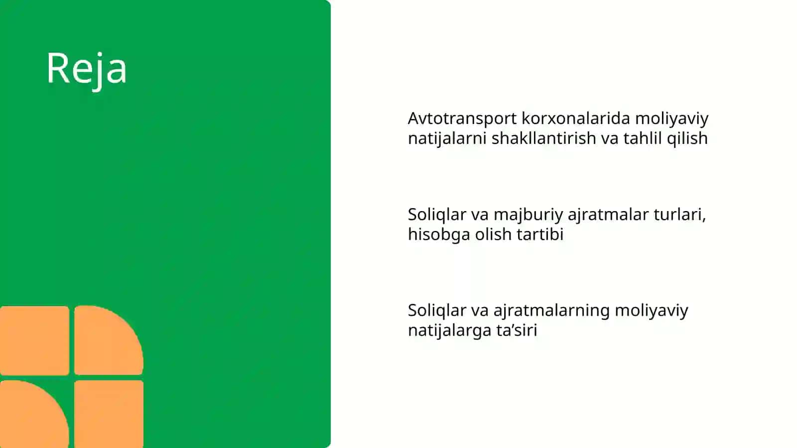 Avtotransport korxonalari moliyaviy faoliyati 2
