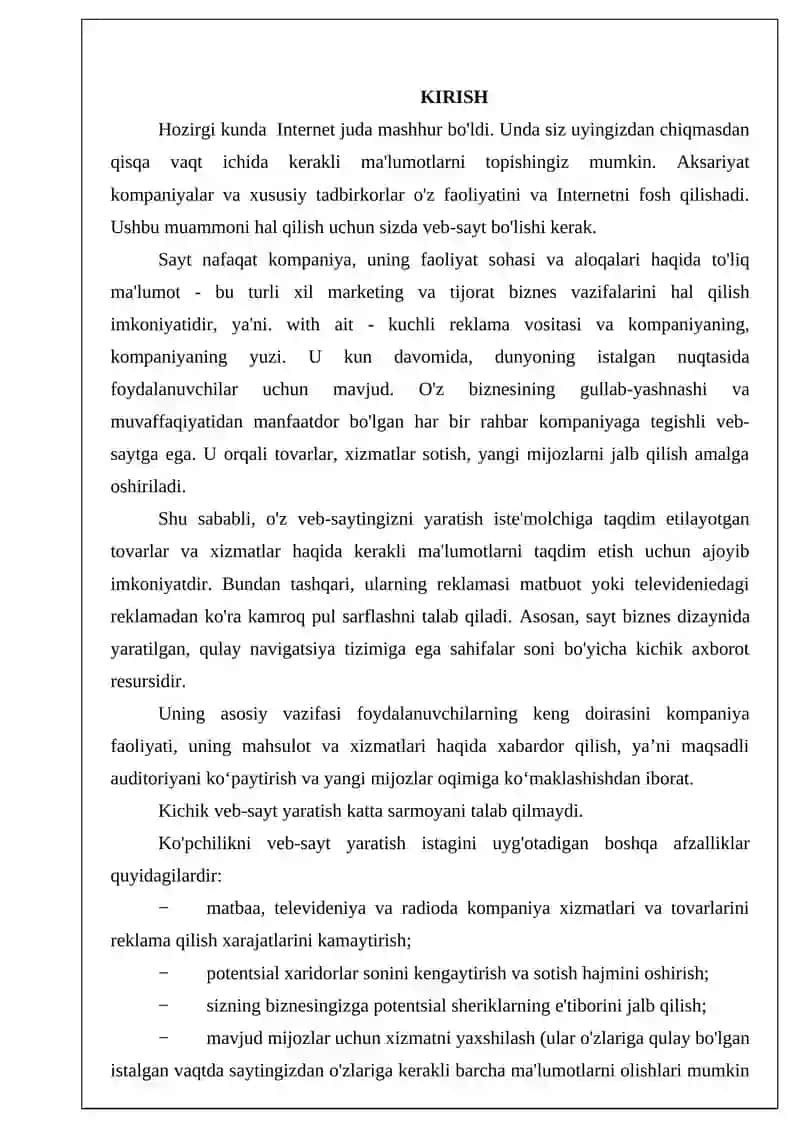 Veb-sayt ishlab chiqish 2