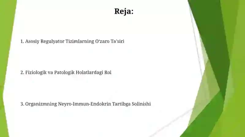 Organizmning nerv, immun-endokrin boshqariluvi 2