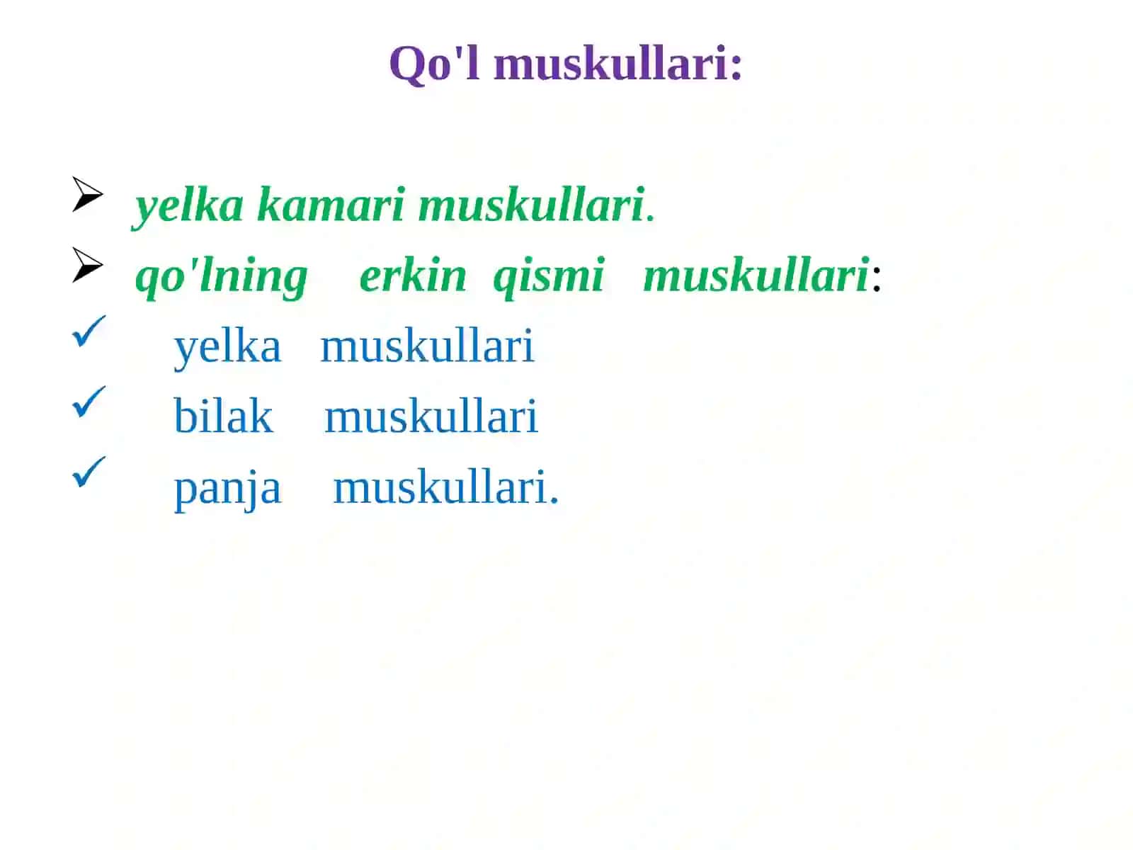 Miologiya.Qo’l muskullari 2