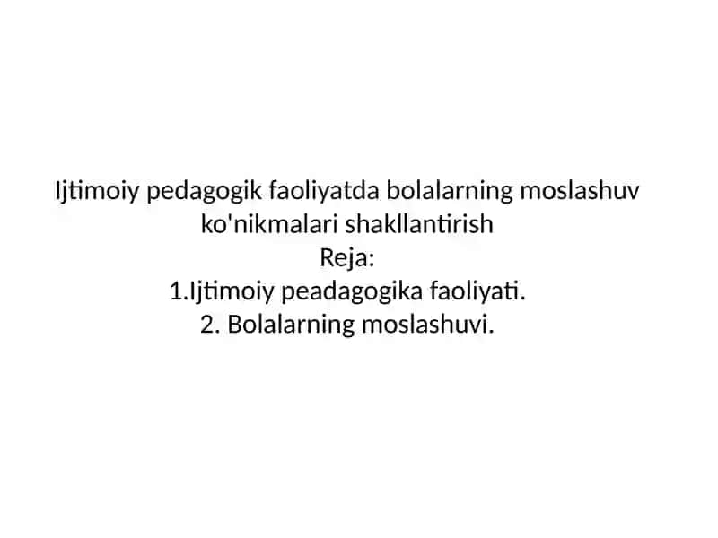 Ijtimoiy Pedagogika Faoliyati 2