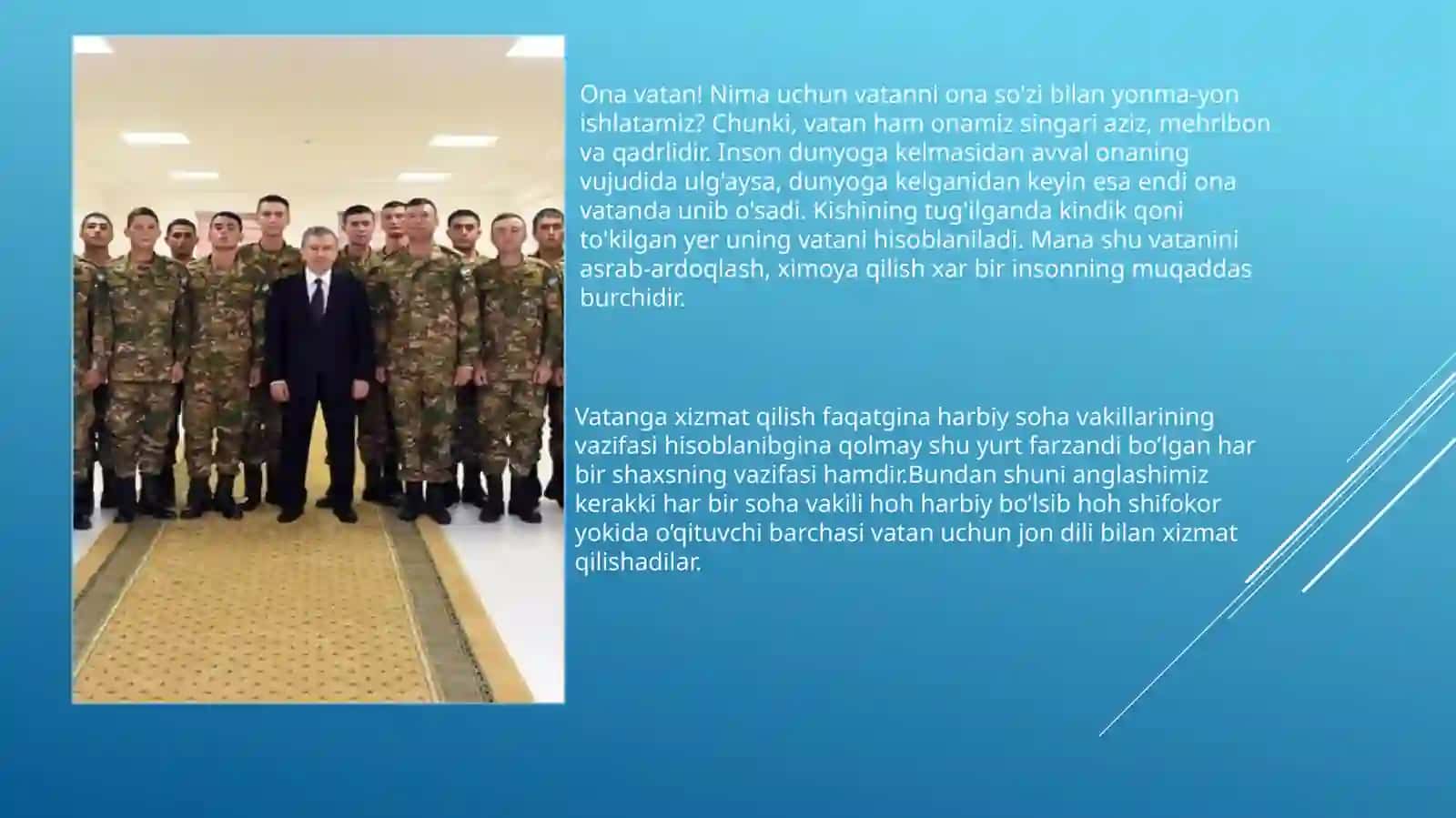 VATANGA VA XALQQA SADOQAT BILAN XIZMAT QILISH -   OLIY BURCH 2