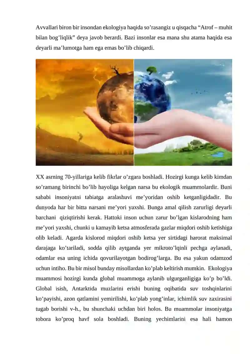 Tabiat, inson va koinot ekologiyasi 2
