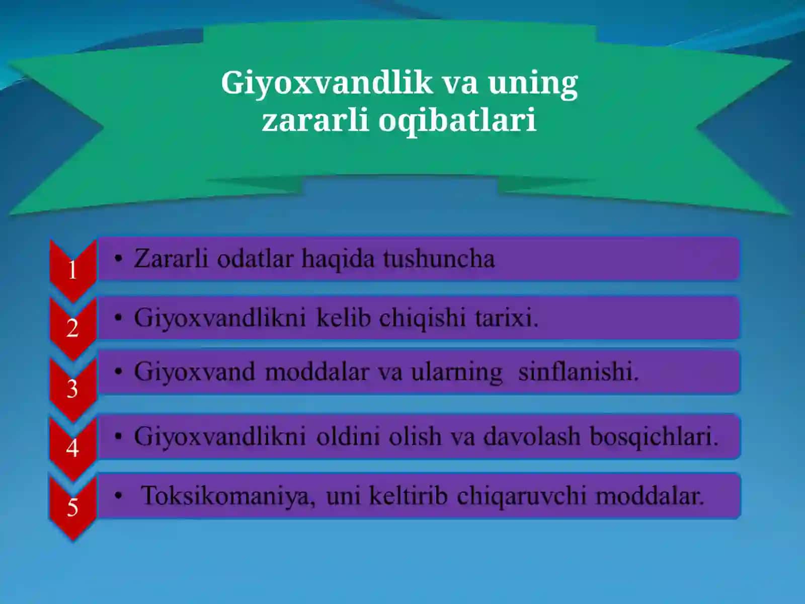 ZARARLI ODATLAR: GIYOHVANDLIK VA TOKSIKOMANIYA 2