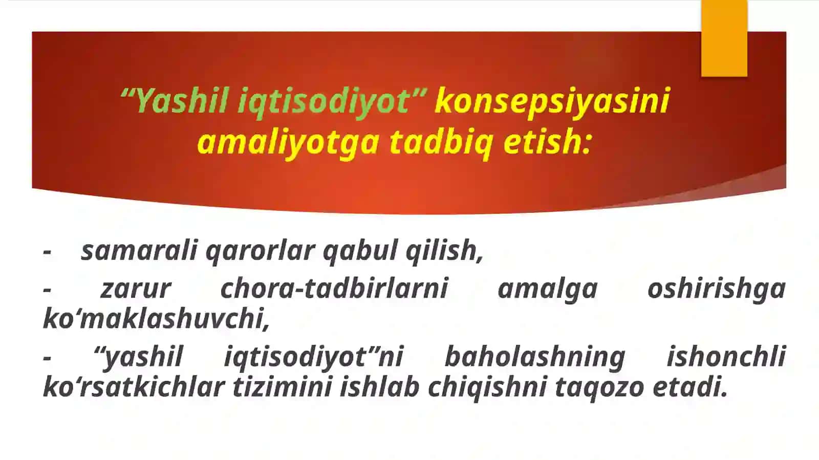 Yashil iqtisodiyotning baholash usullari 2