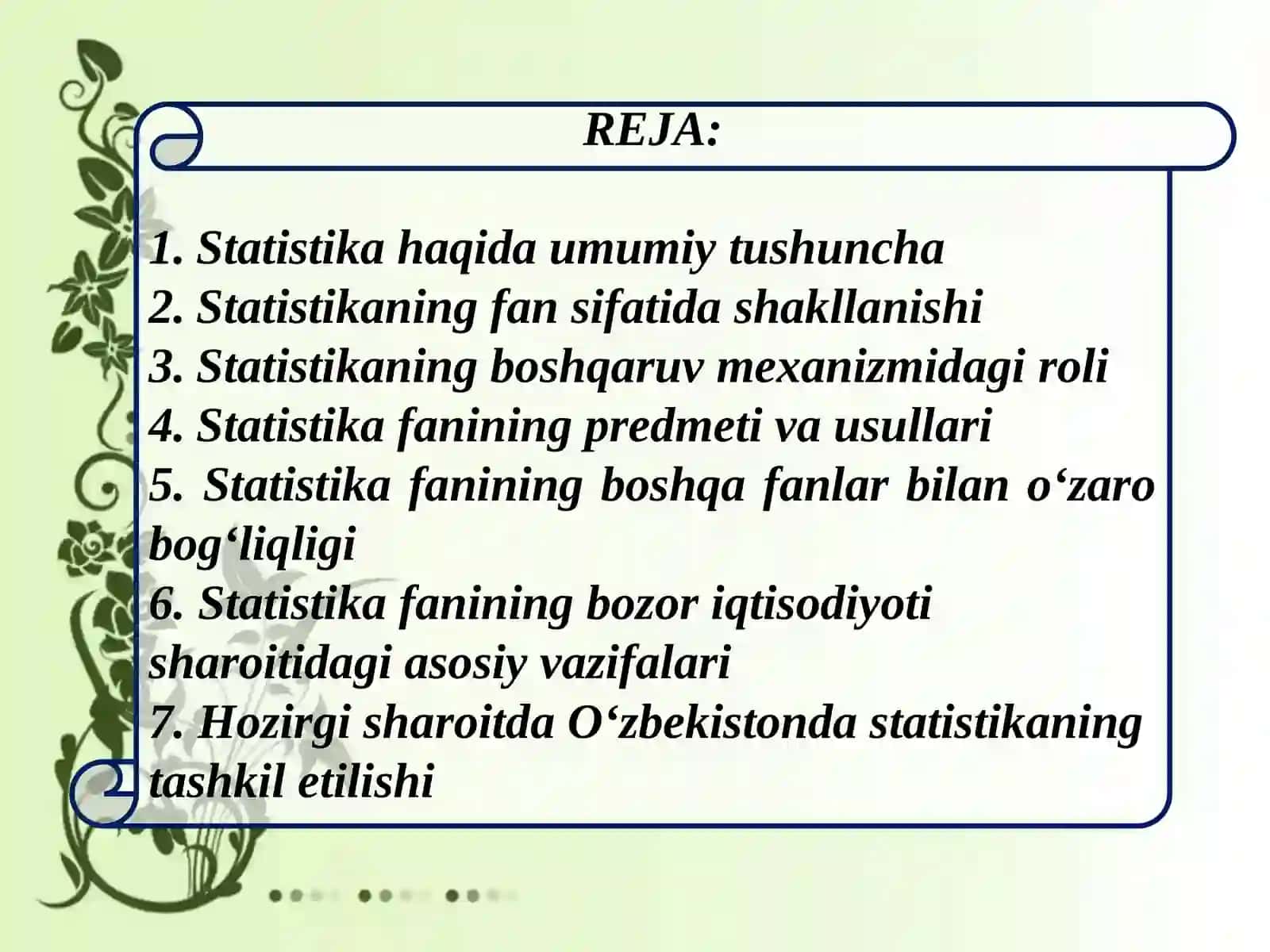 STATISTIKA FANINING PREDMETI VA USULLARI 2