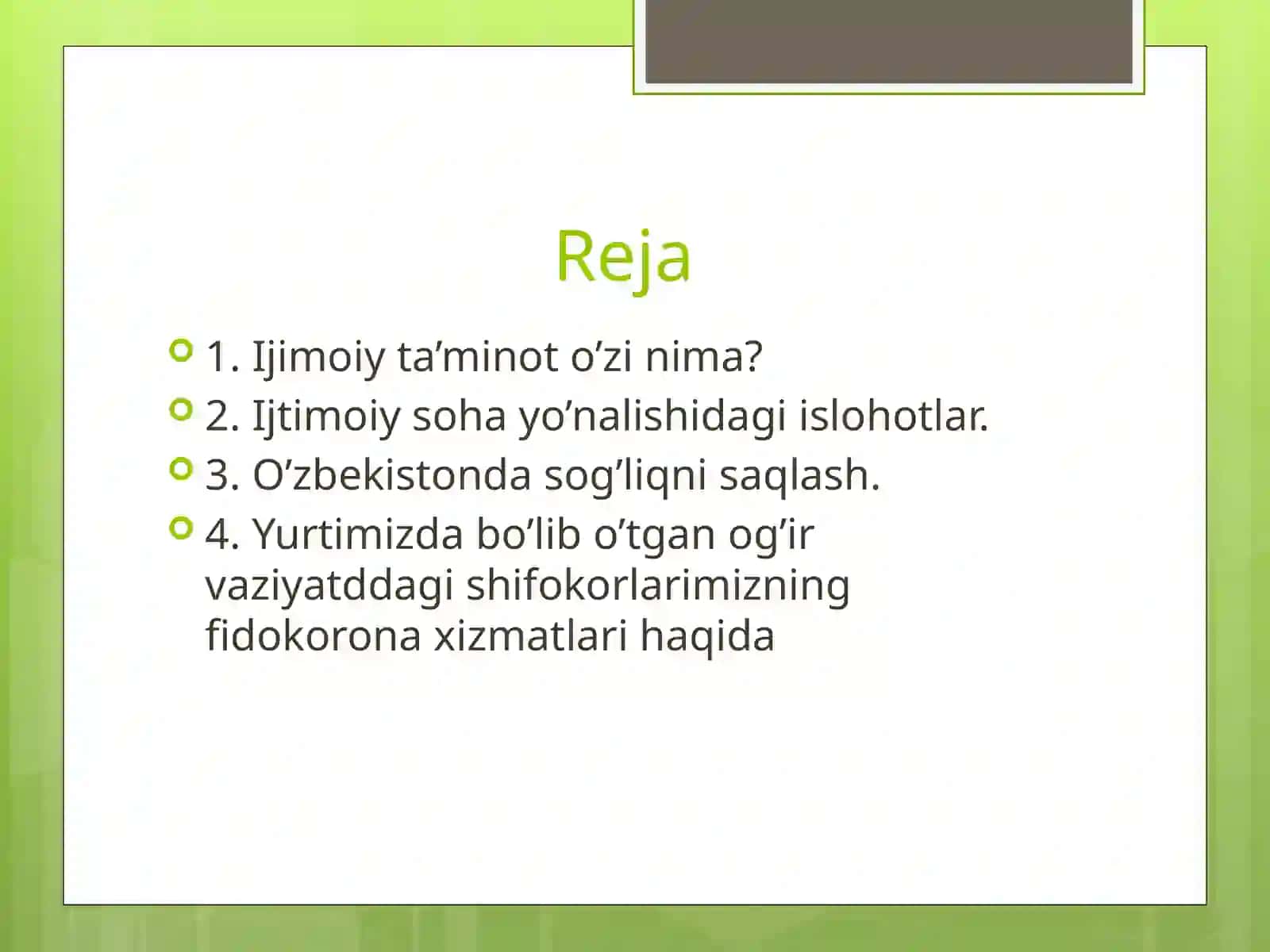 Ijtimoiy ta’minot va sog’liqni saqlash 2