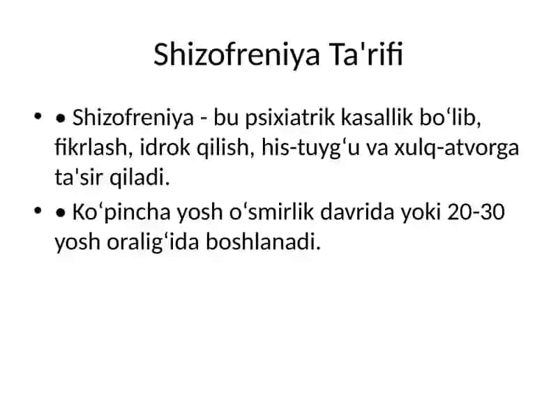 Shizofreniya Kasalligi 2