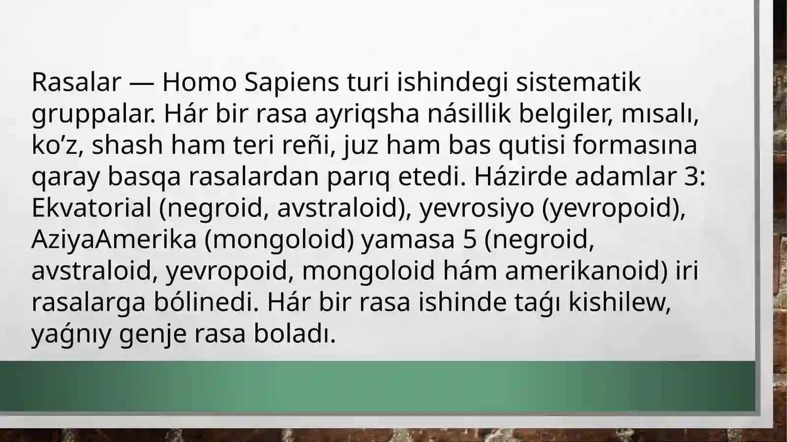 Rasalar haqqinda uliwma 2