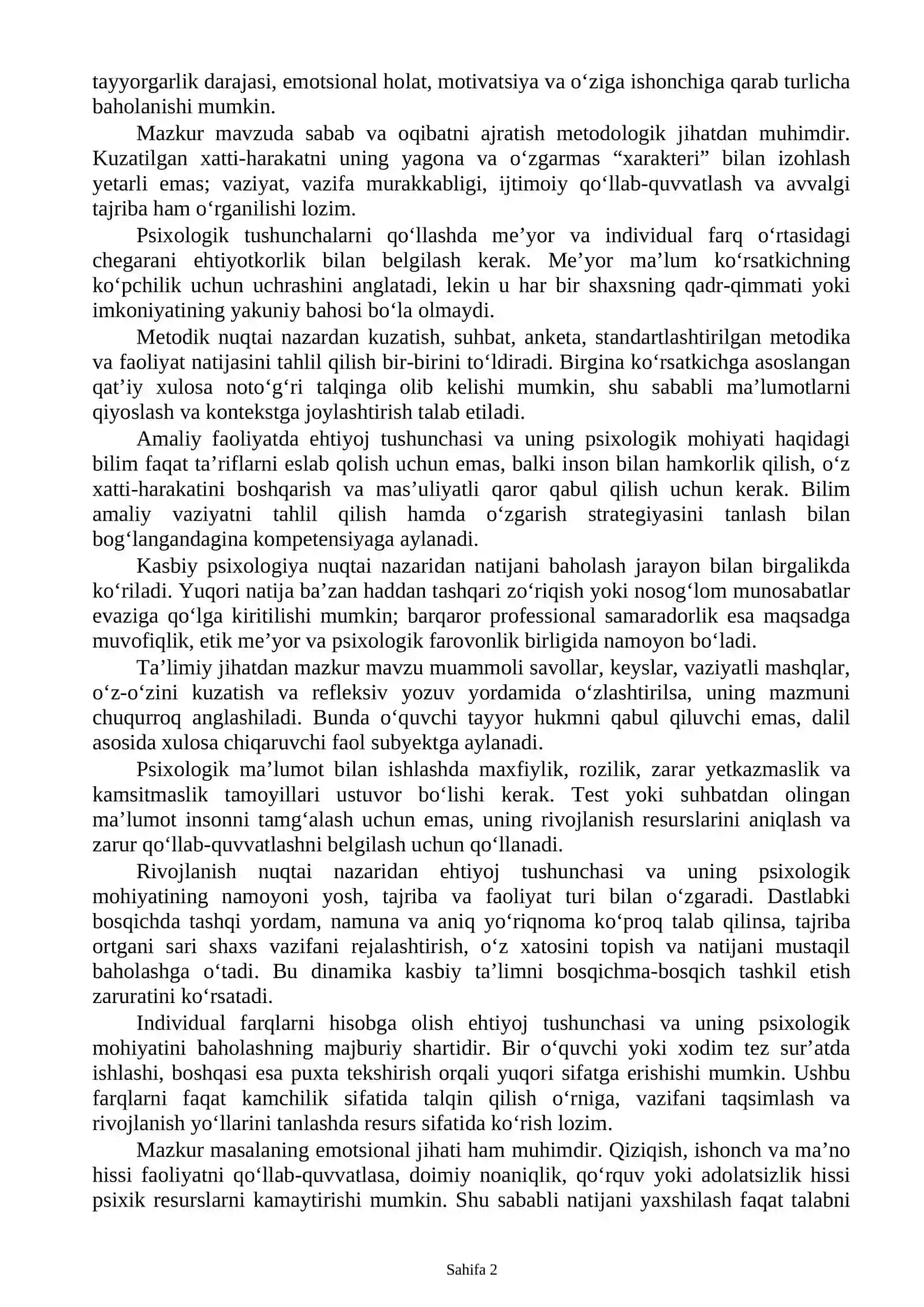 Shaxsning ehtiyojlari 2