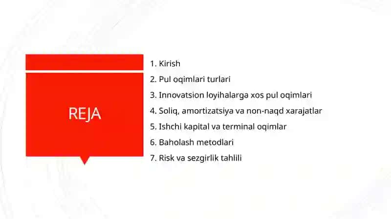 Pul oqimlarining innovatsion loyihalarga ta'siri 2