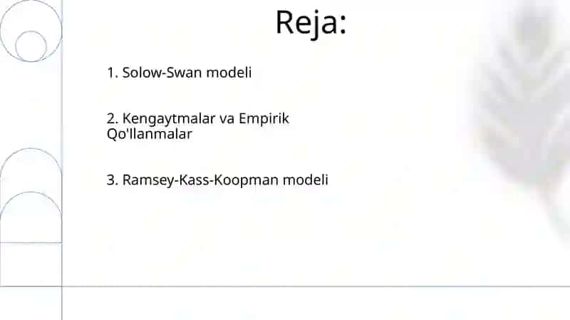 Iqtisodiy o'sishning neoklassik modellar 2